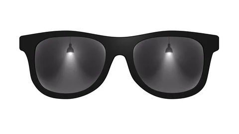 Single swinging lamp reflected in black sunglasses. Stock Footage 128488104