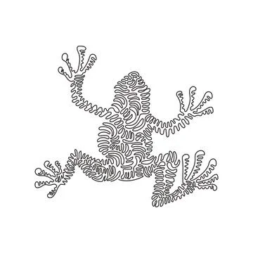 Single swirl continuous line drawing of frog is a small creature Illustrazione stock