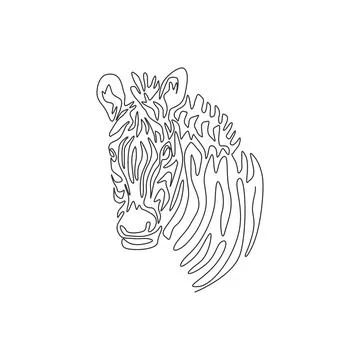 Single swirl continuous line drawing of exotic zebra abstract art. Illustrazione stock