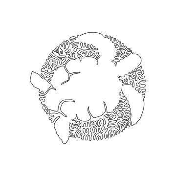 Single swirl continuous line drawing of beautiful turtles abstract art. Illustrazione stock