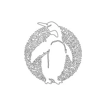 Single swirl continuous line drawing abstract art of standing penguin Stock Illustration