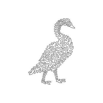 Single swirl continuous line drawing of adorable swan Stock Illustration