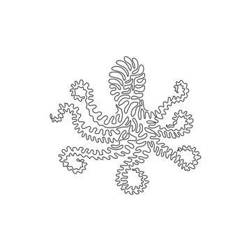 Single swirl continuous line drawing. Octopuses have bulbous heads Stock Illustration