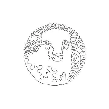 Single swirl continuous line drawing of cute sheep abstract art Stock Illustration