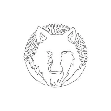 Single swirl continuous line drawing of predatory wolf abstract art Illustrazione stock