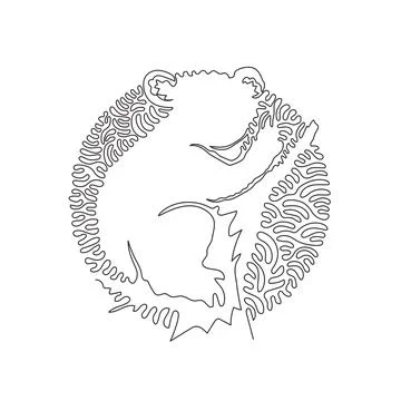Single swirl continuous line drawing of adorable koala abstract art Stock Illustration