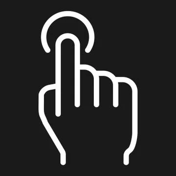 Single tap line icon, touch and hand gestures Stock Illustration