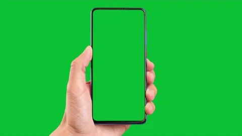 Single Tapping and Holding a Green Screen Smartphone Stock Footage 142226890