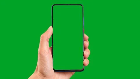 Single Tapping and Holding a Green Screen Smartphone Stock Illustration