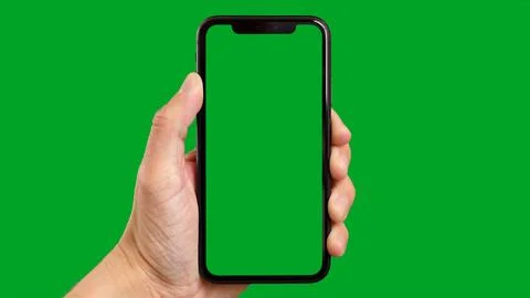 Single Tapping and Holding a Green Screen Smartphone Stock Illustration
