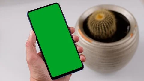 Single Tapping and Holding a Green Screen Smartphone Stock Illustration