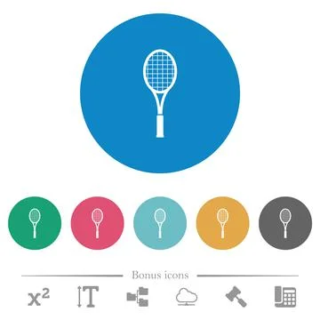 Single tennis racket flat round icons Stock Illustration