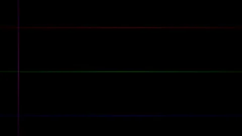 A single thin horizontal line glowing with vibrant green light on black Video stock 335117497