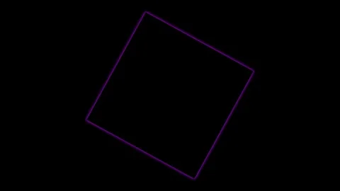 A single tilted yellow square outline isolated on a solid black background Video stock 335117656