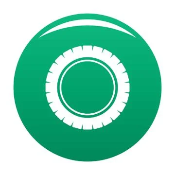 Single tire icon vector green Stock Illustration