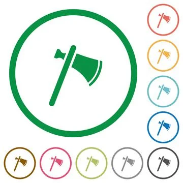 Single tomahawk flat icons with outlines Stock Illustration
