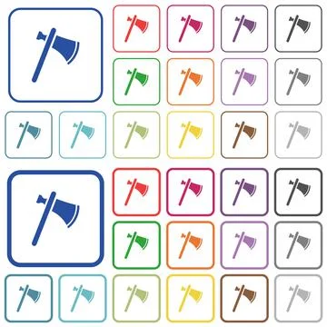 Single tomahawk outlined flat color icons Stock Illustration