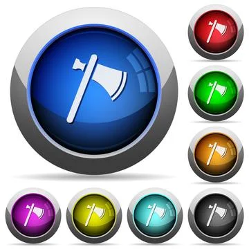 Single tomahawk round glossy buttons Stock Illustration
