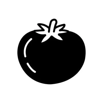 Single tomato silhouette shows a solid black outline on a white background イラスト素材