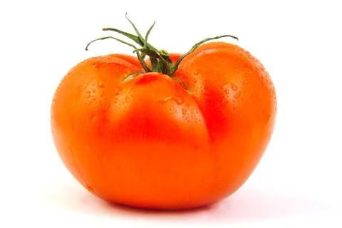 Single tomato on white background Foto stock