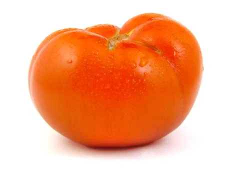 Single tomato on white background. Stock Photos