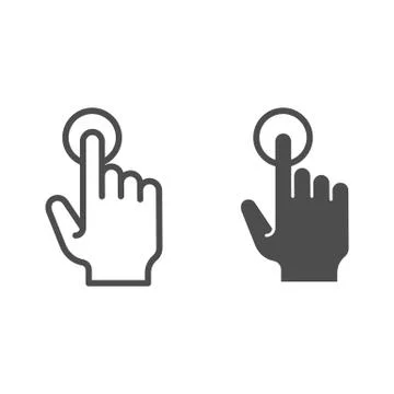 Single touch line and glyph icon. Tap vector illustration isolated on white Illustrazione stock