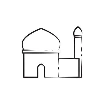 Single Tower Outline Mosque Custom Illustration Graphic Design Ilustração Stock