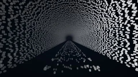 Single track branch line railway tunnel monochrome white point cloud survey scan 스톡 동영상 343121029