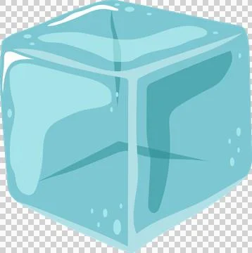 A single translucent light blue ice cube with rounded edges sits on a black.. Stock Illustration