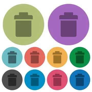 Single trash color darker flat icons Stock Illustration