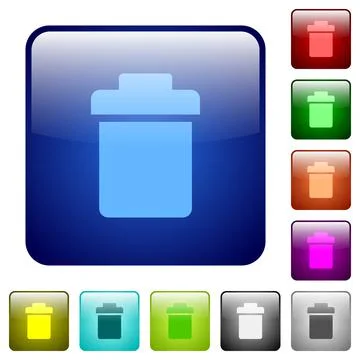 Single trash color square buttons Stock Illustration