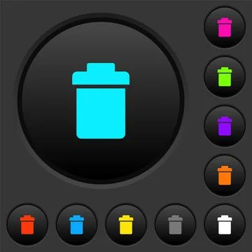 Single trash dark push buttons with color icons Stock Illustration