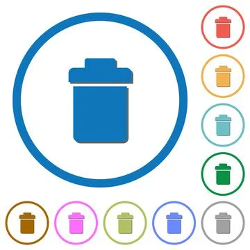 Single trash icons with shadows and outlines Stock Illustration