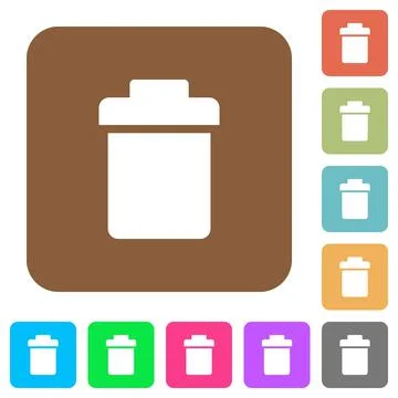 Single trash rounded square flat icons Stock Illustration