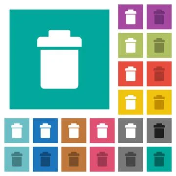 Single trash square flat multi colored icons Stock Illustration