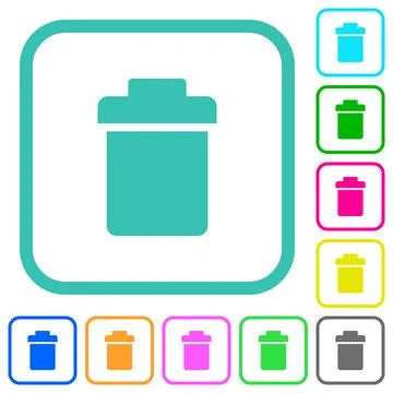 Single trash vivid colored flat icons Stock Illustration