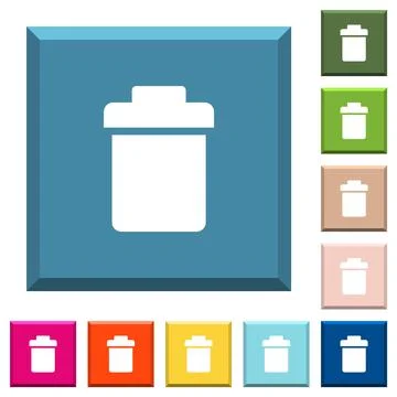 Single trash white icons on edged square buttons Illustrazione stock