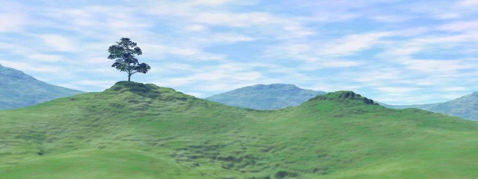 Single tree - 3D render Stock Illustration