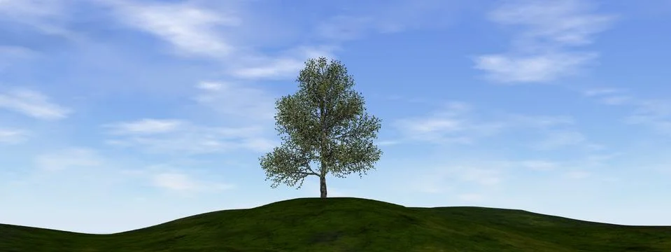 Single tree - 3D render Stock Illustration
