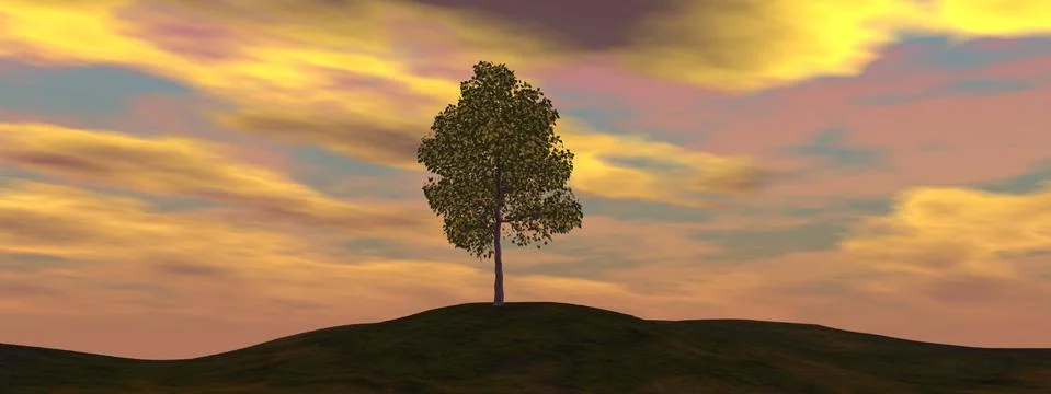 Single tree - 3D render Stock Illustration