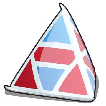 A single triangle carton package of milk with texture blue and red color Stock Illustration