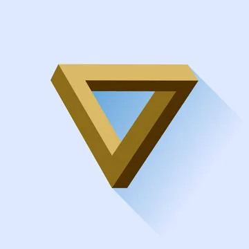 Single Triangle Single Brown Triangle Isolated on Blue Background. Copyrig... Foto stock