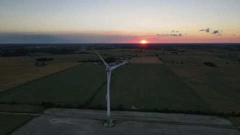 Single Turbine at Sunset Stock Footage 139900765