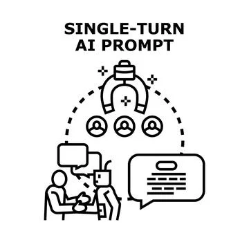 Single turn artificial intelligence prompt generation process Stock Illustration