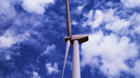 Single turnbine spinning over marbled sky Stock Footage 26866875
