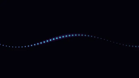 A single undulating wave of glowing blue dots against a solid black backgroun Stock Footage 338309531