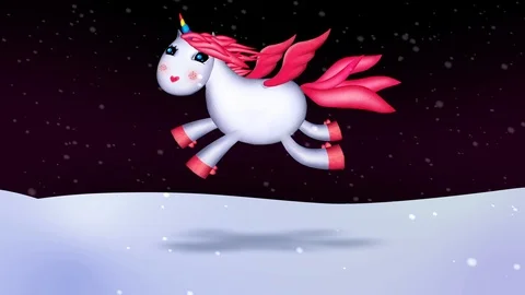 Single unicorn night flight loop Stock Footage 101115575