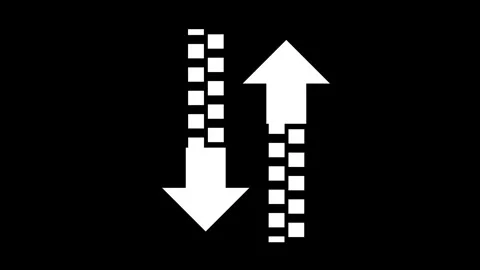 Single upward and downward arrow icon animation isolated on black background Видео 339168786