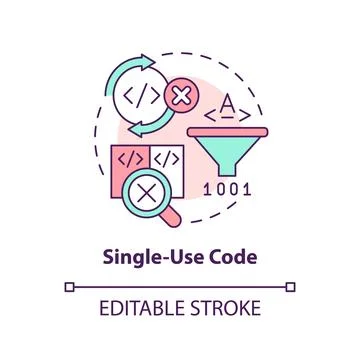 Single-use code concept icon Stock Illustration