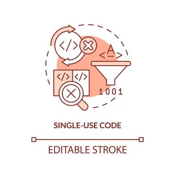 Single-use code terracotta concept icon Stock Illustration